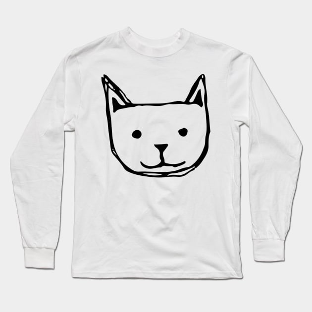 Cat Doodle Black Long Sleeve T-Shirt by Mijumi Doodles